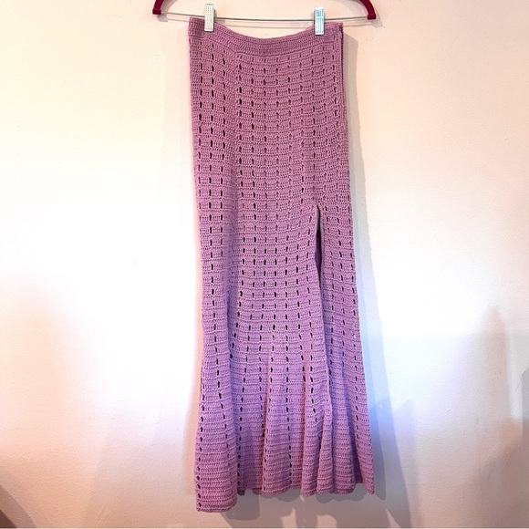 Chasing Unicorns Feels Like Love Crochet Midi Skirt Orchid NWT Small - Picture 7 of 11